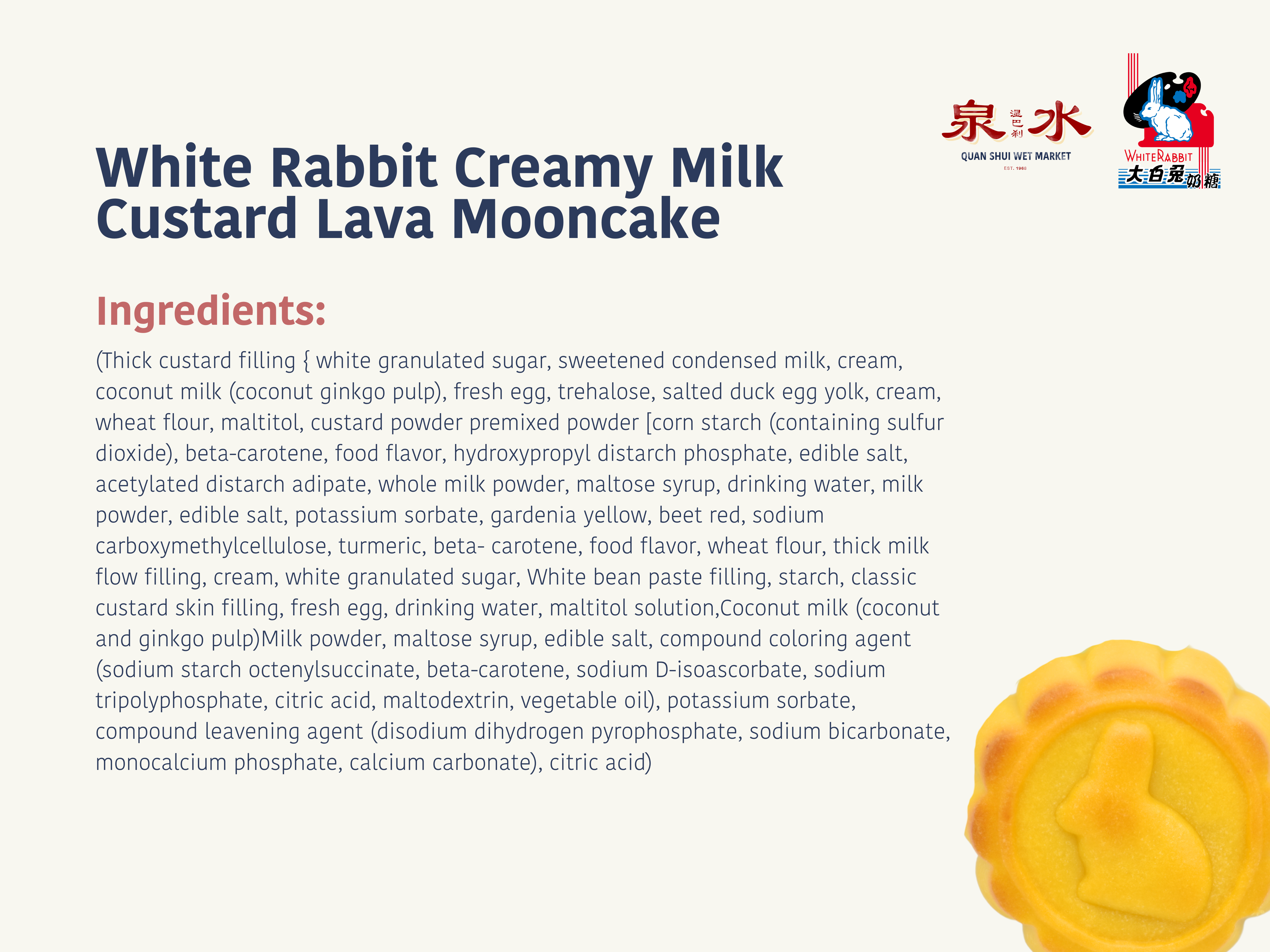 Limited Edition White Rabbit Mooncakes (Traditional Baked Skin w Salted Egg Yolk w Lava Filling, 4 x Flavours!)